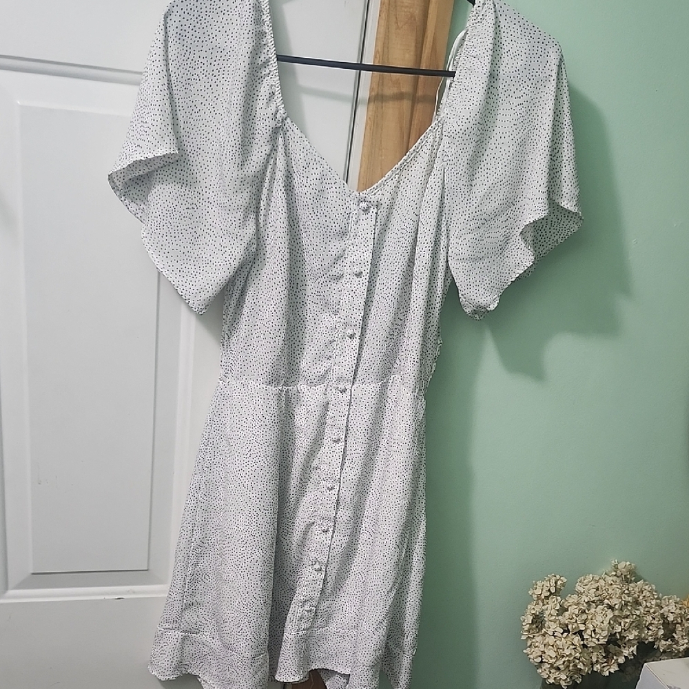 Sienna Sky White Mini Dress with Button Detail